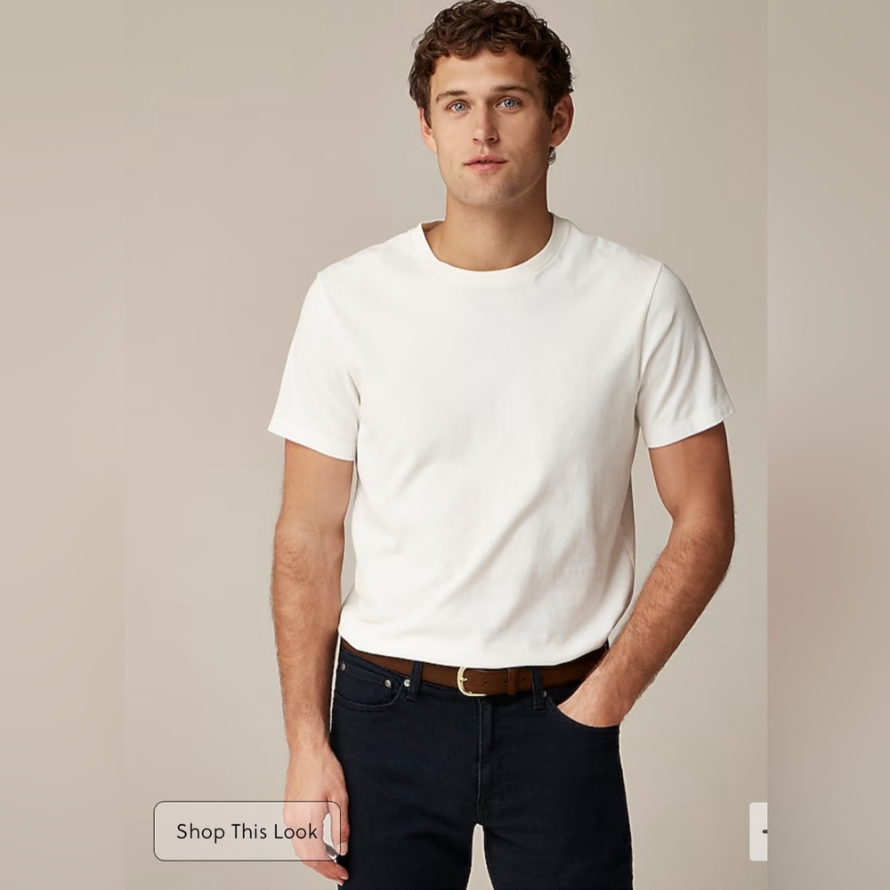 NWT J.CREW  Size S Men’s Ivory Sueded Cotton Jersey T- Shirt.